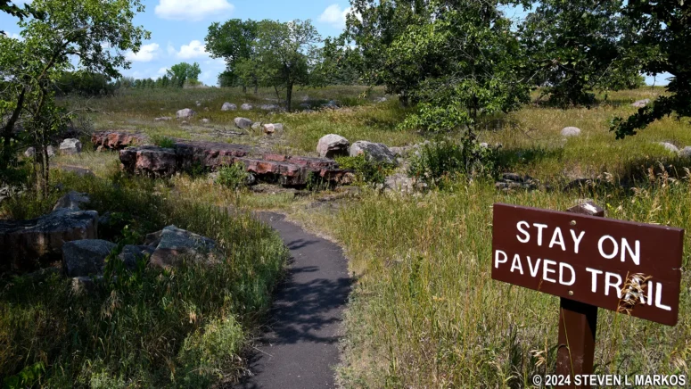 Paved path to the Nicollet Marker at Pipestone National Monument