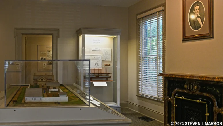 Exhibits on the life of Abraham Lincoln inside the Dean House at Lincoln Home National Historic Site