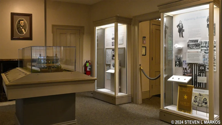 Exhibits on the life of Abraham Lincoln inside the Dean House at Lincoln Home National Historic Site