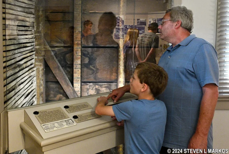 Interactive exhibit points out construction methods used to build the c. 1840 Arnold House, Lincoln Home National Historic Site