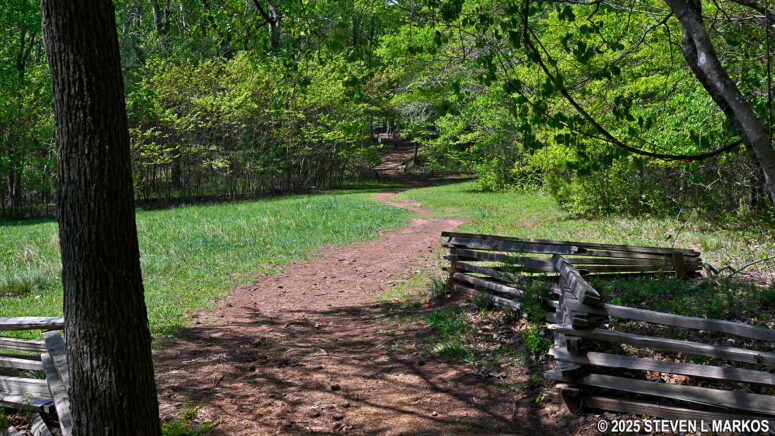 Open field at the western end of the 24-Gun Battery Trail at Kennesaw Mountain National Battlefield Park