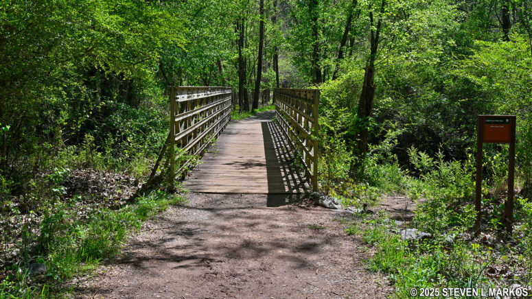 Bridge over John Ward Creek on the western side of the Kolb Farm Loop Hike in Kennesaw Mountain National Battlefield Park