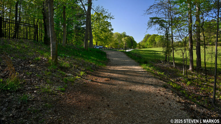 Final uphill climb to Cheatham Hill Road at the end of the Kolb Farm Loop Hike in Kennesaw Mountain National Battlefield Park