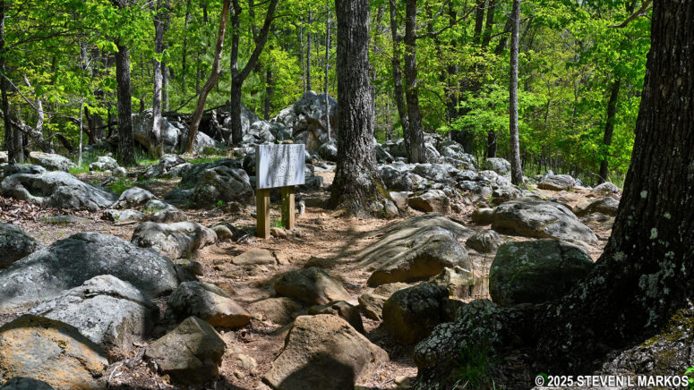 Sign marking Confederate troop positions at the top of Pigeon Hill, Kennesaw Mountain National Battlefield Park