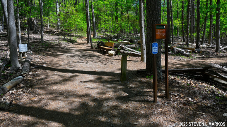 Intersection of the Pigeon Hill Trail and the Little Kennesaw Cutoff at the top of Pigeon Hill, Kennesaw Mountain National Battlefield Park