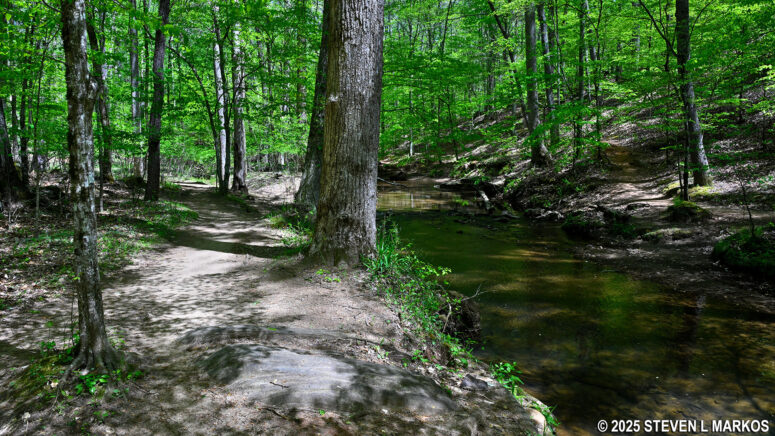 Hardage Mill Trail North runs along Noses Creek at its southern end, Kennesaw Mountain National Battlefield Park