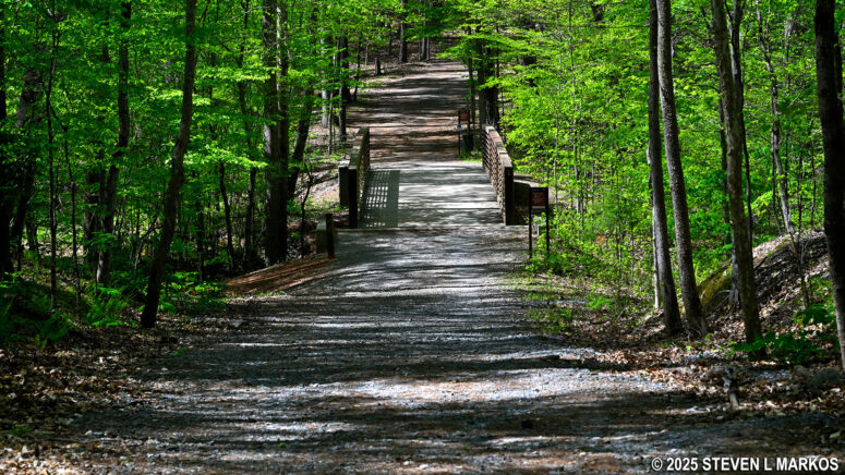 Approaching the Noses Creek Bridge from the south on the Noses Creek Trail, Kennesaw Mountain National Battlefield Park