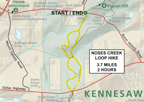 Noses Creek Loop Hike map (click to enlarge)