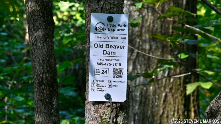 Placard for the Eleanor's Walk audio tour, Eleanor Roosevelt National Historic Site