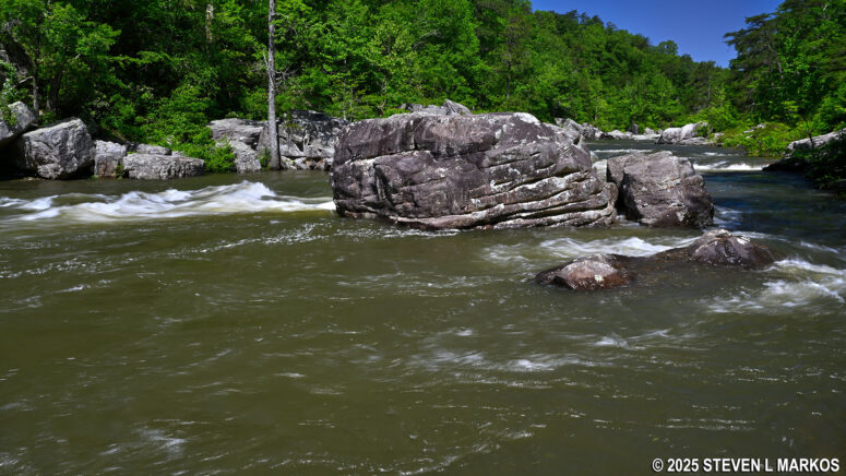 High water level at the Little Falls area of Little River Canyon National Preserve