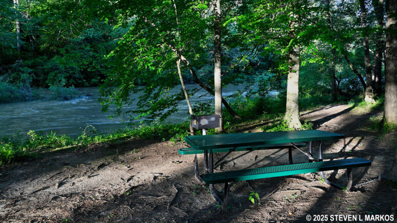 Picnic table and grill at Blue Hole, Little River Canyon National Preserve