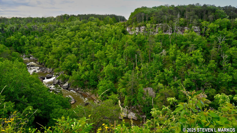 Downriver view of the Little River from the Lynn Overlook on the Canyon Rim Drive, Little River Canyon National Preserve