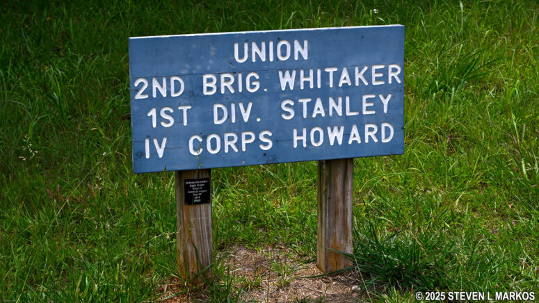 Union troop position marker along the Old John Ward Trail in Kennesaw Mountain National Battlefield Park