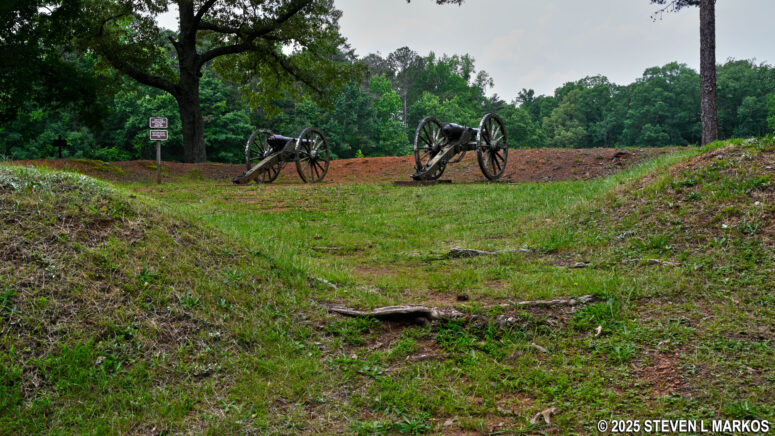 Rear entrance into the Confederate redoubt at the intersection of the Old John Ward and Cease Fire trails, Kennesaw Mountain National Battlefield Park