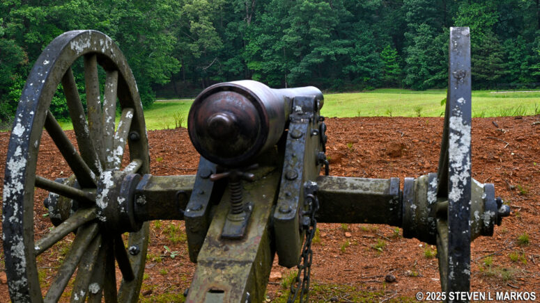 Confederate cannon aims at the Union line from the Confederate redoubt at the intersection of the Old John Ward and Cease Fire trails, Kennesaw Mountain National Battlefield Park