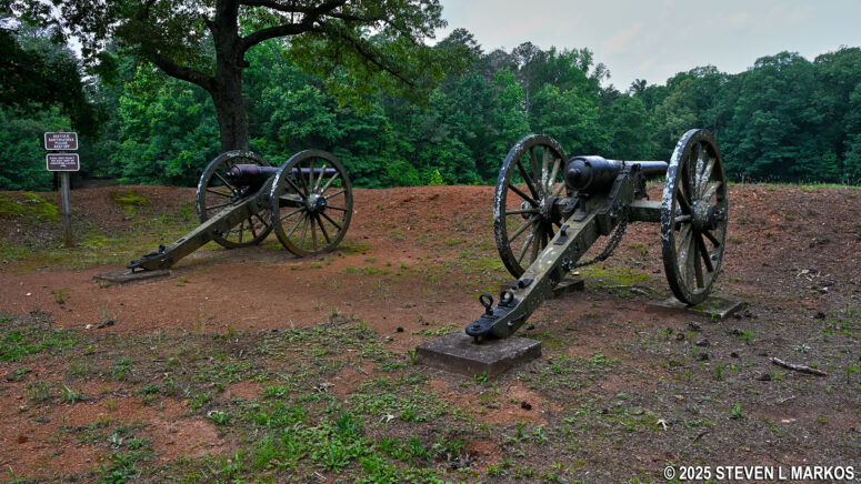 Cannon on display at the Confederate redoubt at the intersection of the Old John Ward and Cease Fire trails, Kennesaw Mountain National Battlefield Park
