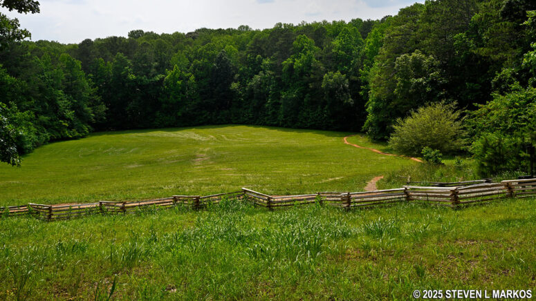 View of the Assault Trail from the Cease Fire Trail below the Illinois Monument on Cheatham Hill, Kennesaw Mountain National Battlefield Park