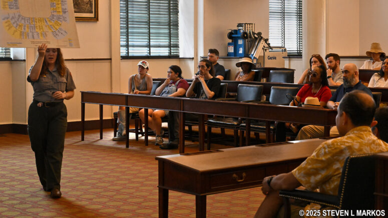 Ranger gives a tour of Congress Hall, part of Independence National Historical Park