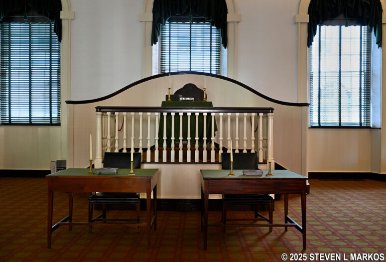 Seats of the Speaker of the House, Sergeant of Arms, and Clerk in Congress Hall, part of Independence National Historical Park