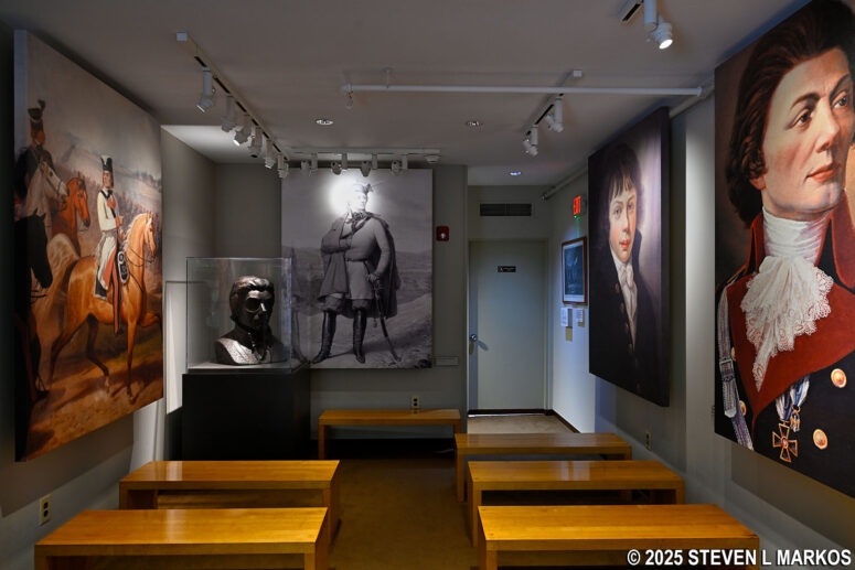 Second floor portrait gallery and media room at Thaddeus Kosciuszko National Memorial