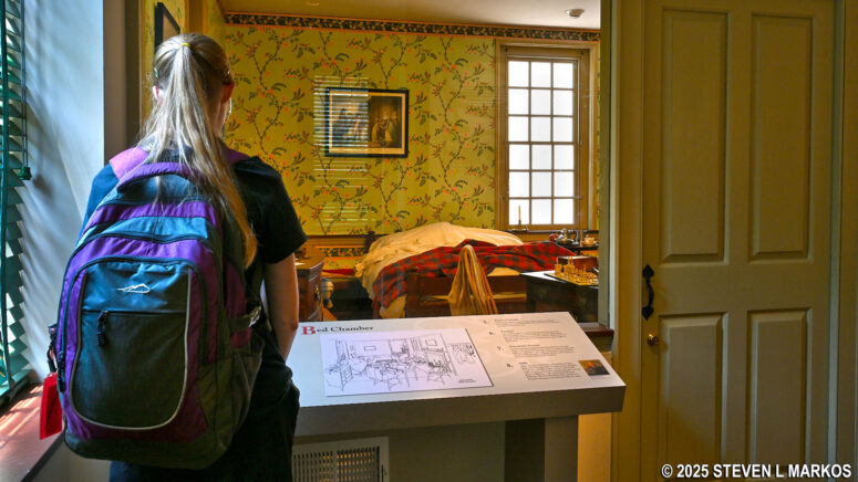 Visitor at the Thaddeus Kosciuszko memorial bedroom at Thaddeus Kosciuszko National Memorial