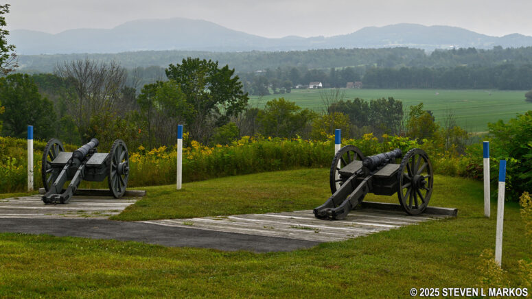 Cannon at Bemus Heights overlook the Hudson River Valley below, Saratoga National Historical Park