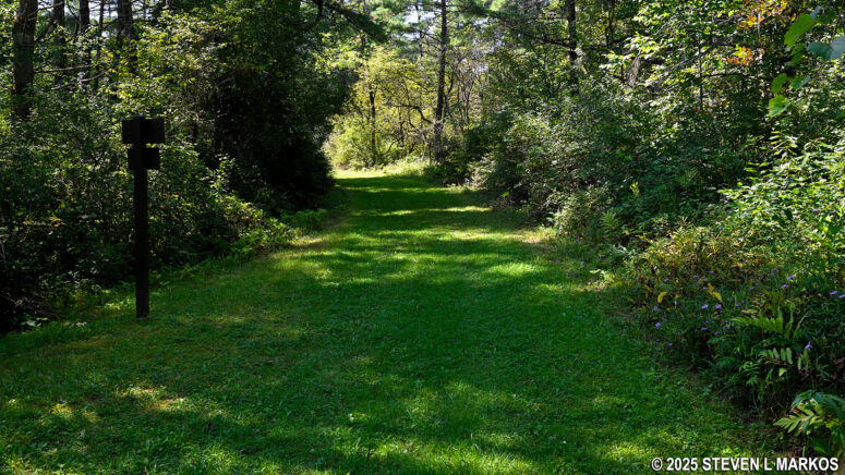 Typical terrain on the trail to the tour road at Stop 4 on the Saratoga Battlefield Tour, Saratoga National Historical Park