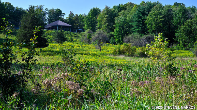 View of the Saratoga National Historical Park Visitor Center from the Wilkinson Trail