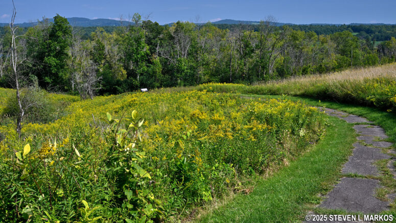 Refugee Trail at Stop 10 on the Saratoga Battlefield Tour leads to the bottom of the valley, Saratoga National Historical Park
