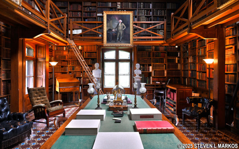 Inside the Stone Library at the Adams' Peace Field estate, Adams National Historical Park