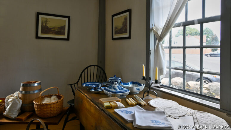 Dining table in the kitchen of the John Quincy Adams Birth Home, Adams National Historical Park