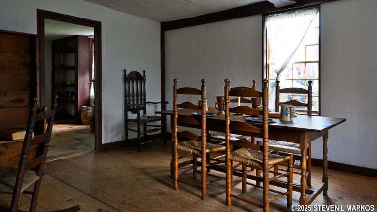 Original dining room and kitchen of the John Adams Birth Home, Adams National Historical Park