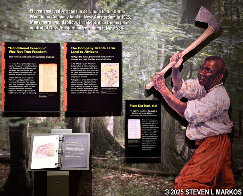 Exhibit at the African Burial Ground National Monument Visitor Center about the original slaves brought to New Amsterdam by the Dutch
