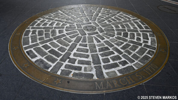 Marker for the site of the Boston Massacre near the Old State House