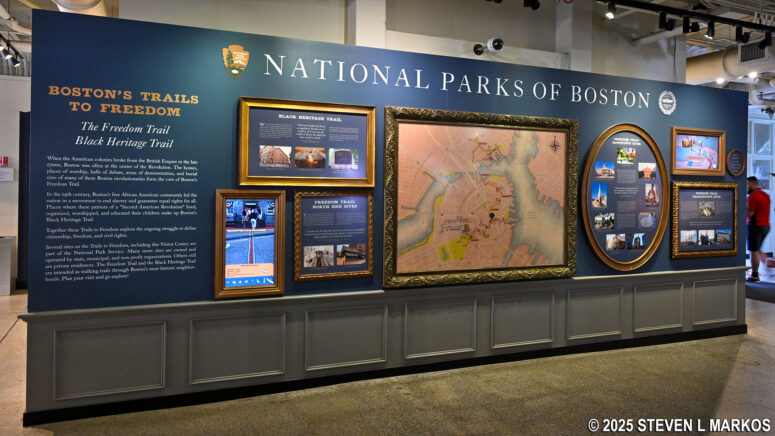 Exhibit on the main floor of Faneuil Hall highlights the various National Park properties in Boston