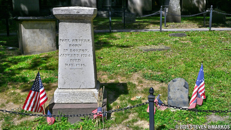 Paul Revere's two tombstone at the Granary Burying Ground in Boston