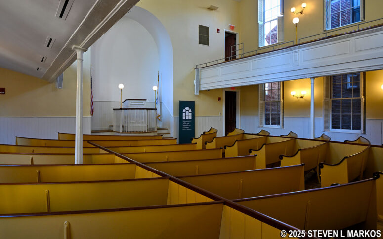 Upper floor of the African Meeting House was used for church services, Museum of African American History in Boston