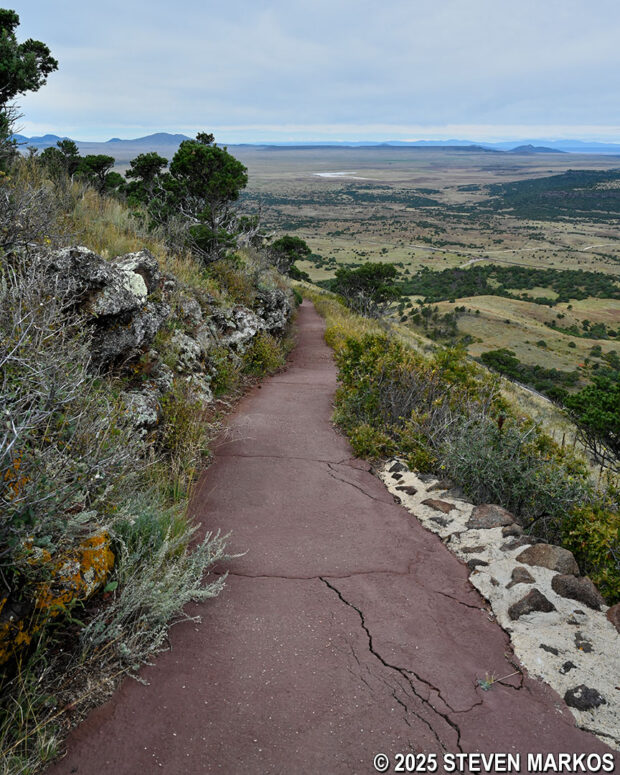 Crater Rim Trail heads down from the summit of Capulin Volcano, Capulin Volcano National Monument