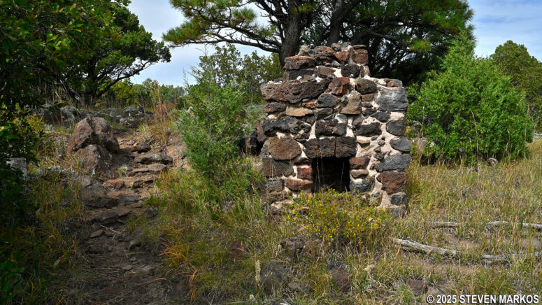 Old campground fireplace at Stop 3 on the Boca Trail, Capulin Volcano National Monument
