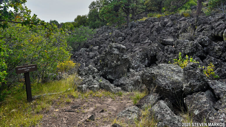 Collapsed lava tube at Stop 3 on the Boca Trail, Capulin Volcano National Monument