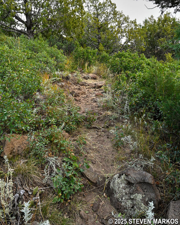 Steep and rocky terrain on the Boca Trail between stops 5 and 6, Capulin Volcano National Monument
