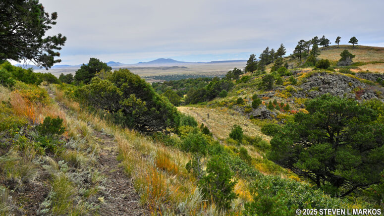 The Boca Trail follows a ridge near Stop 9, Capulin Volcano National Monument