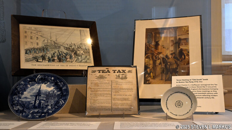 Rotating exhibit on the Boston Tea Party in the Old State House's Representatives Hall