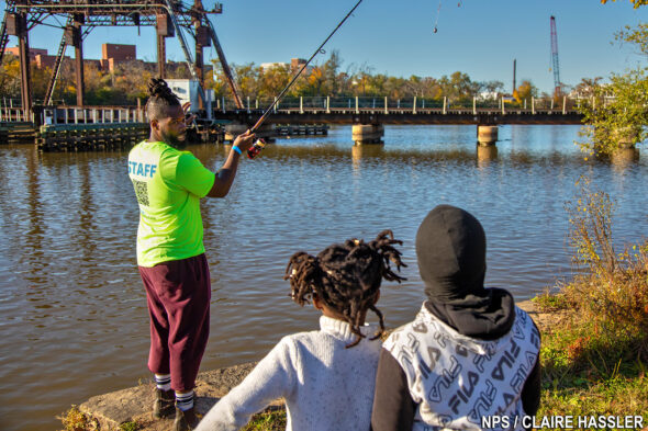 Fishing in the Anacostia River from Anacostia Park in Washington, D.C. (photo by National Park Service / Claire Hassler)