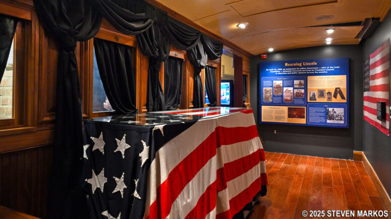 Reproduction of Lincoln's funeral car on display in the Aftermath Gallery, Ford's Theatre National Historic Site