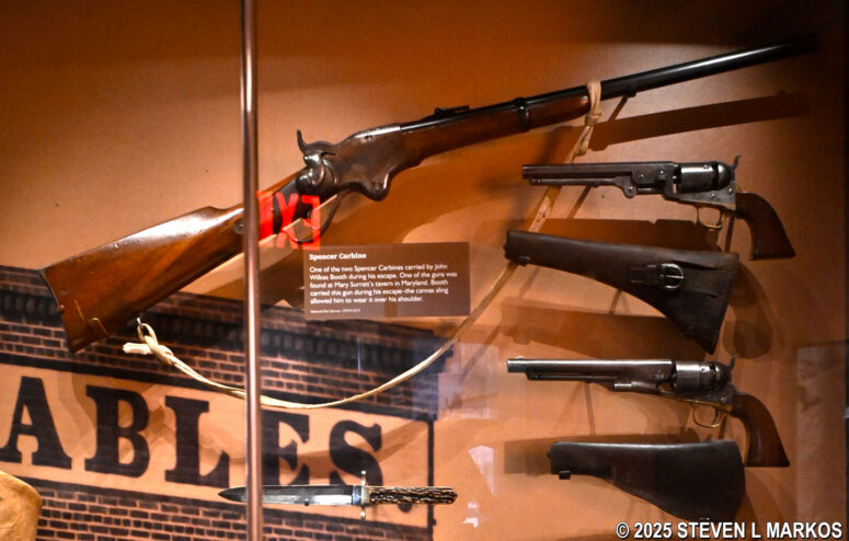 Spencer carbine carried by Booth during his escape on display in the museum at Ford's Theatre National Historic Site