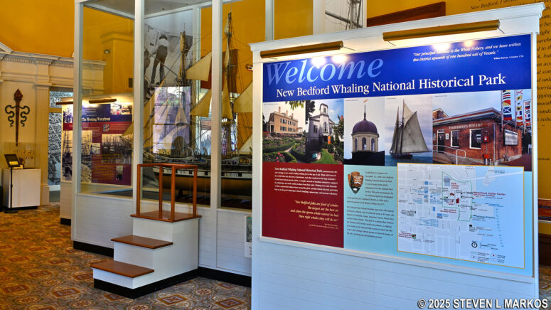 Exhibit area of the New Bedford Whaling National Historical Park Visitor Center