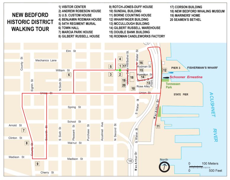 New Bedford Historical District Walking Tour Map (click to enlarge)