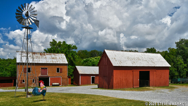 Farm buildings at Oxon Hill Farm in Maryland