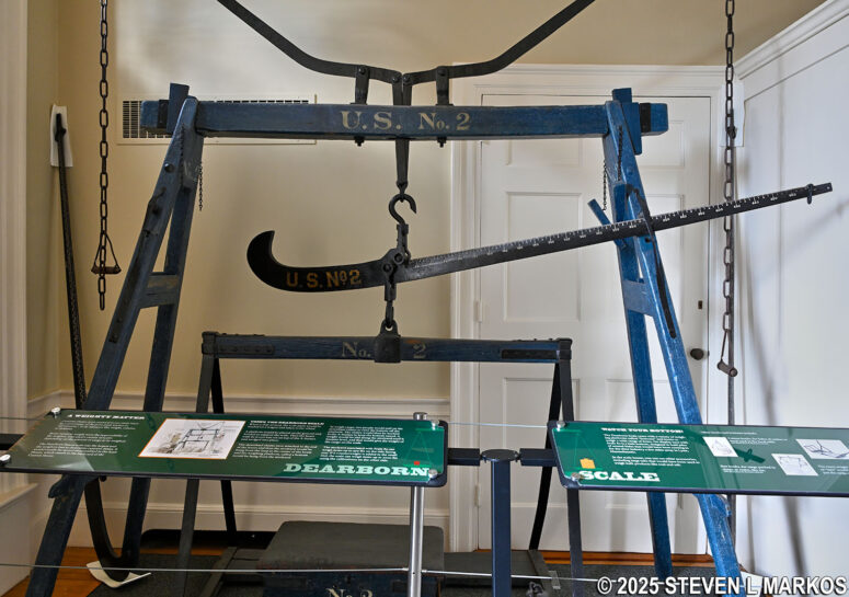 Scales used to weigh cargo on display in the U.S. Custom House, part of Salem Maritime National Historical Park